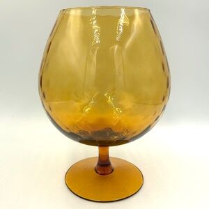 Vintage Amber Empoli Glass Oversized Brandy Snifter Italian Mid Century Decor